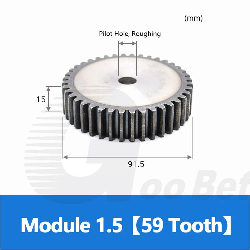 Mod 1 1.5 2 2.5 3 4 5 Spur Gear C45 Steel 12 Tooth - 160 Tooth Motor Pinion Flat