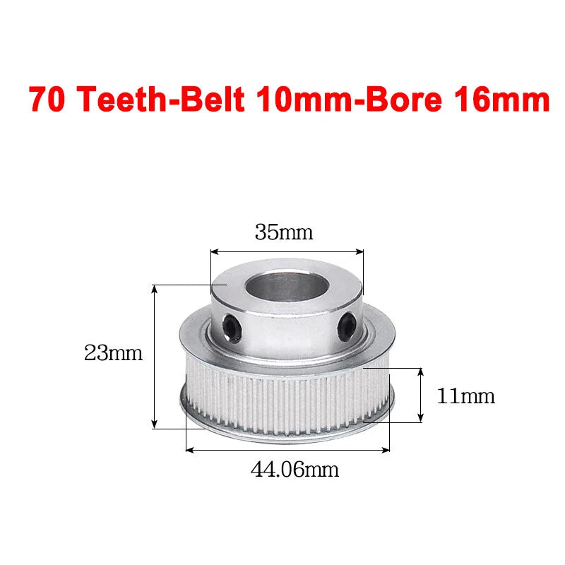 2GT Drive Pulley With Step 16 Tooth - 100 Tooth Bore 4mm - 25mm for 10mm Belt