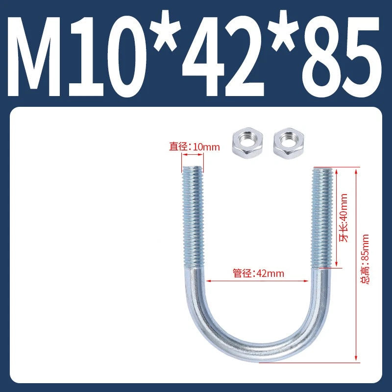 M6 M8 M10 M12 U Bolt With 2 Hex Nuts Zinc-Plated U-Bolts Clamp Pipe Tube Metric