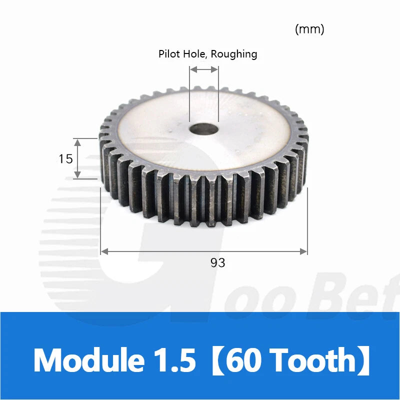 Mod 1 1.5 2 2.5 3 4 5 Spur Gear C45 Steel 12 Tooth - 160 Tooth Motor Pinion Flat