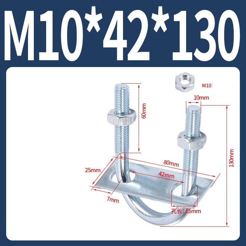 Round U-Bolts Sets Steel 16mm-219mm Inner Width M6 M8 M0 M12 with Nut, Plate