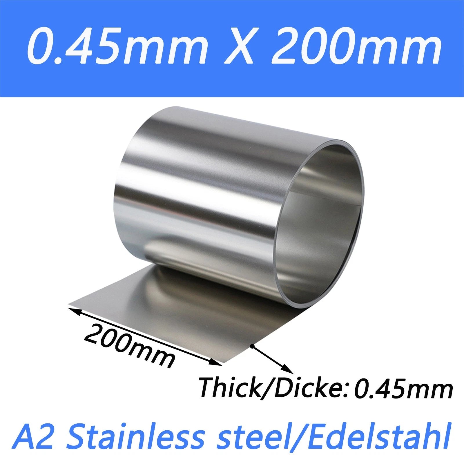 Stainless Steel Flat Bar Plate Steel Metal Strip A2 10 20 30 50-400mm Width