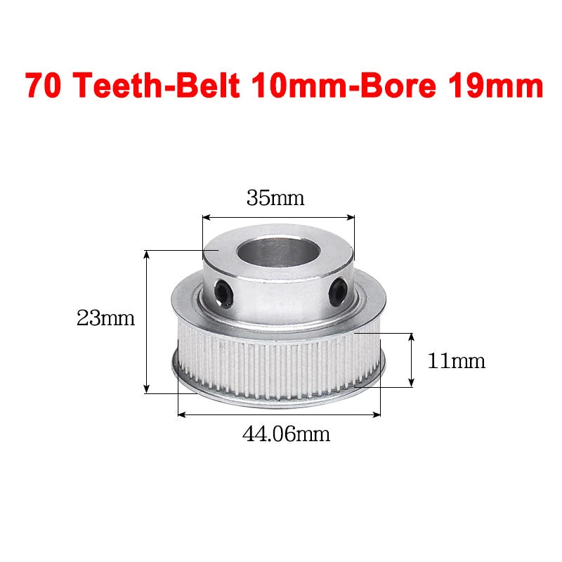 2GT Drive Pulley With Step 16 Tooth - 100 Tooth Bore 4mm - 25mm for 10mm Belt