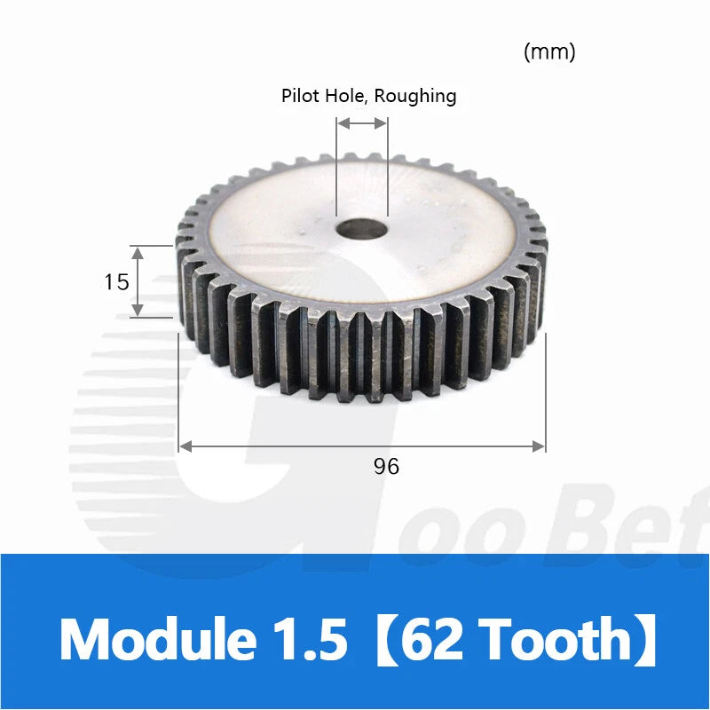 Mod 1 1.5 2 2.5 3 4 5 Spur Gear C45 Steel 12 Tooth - 160 Tooth Motor Pinion Flat
