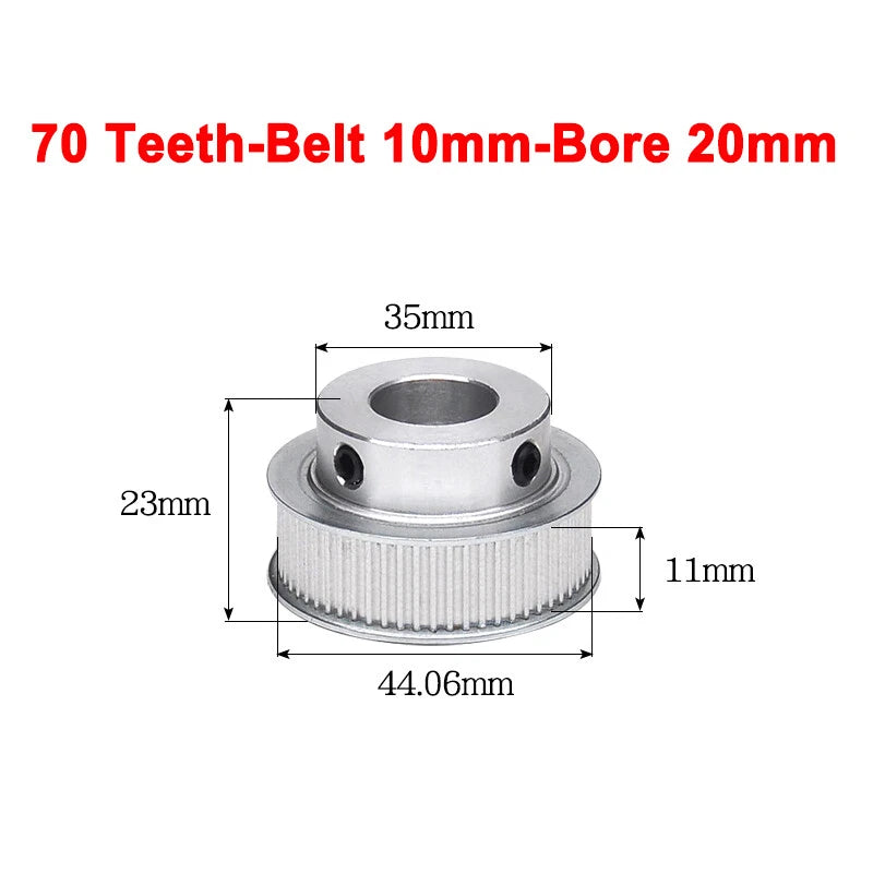 2GT Drive Pulley With Step 16 Tooth - 100 Tooth Bore 4mm - 25mm for 10mm Belt
