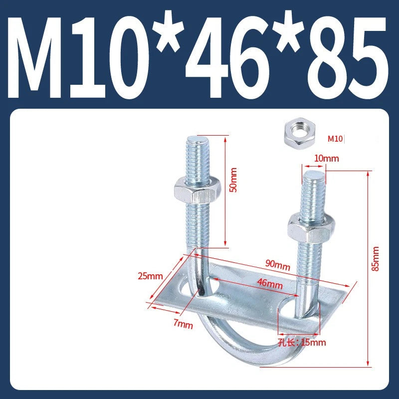 Round U-Bolts Sets Steel 16mm-219mm Inner Width M6 M8 M0 M12 with Nut, Plate