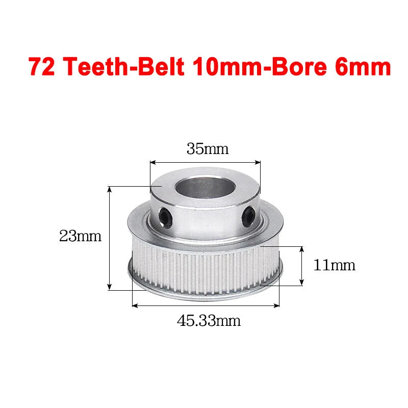 2GT Drive Pulley With Step 16 Tooth - 100 Tooth Bore 4mm - 25mm for 10mm Belt