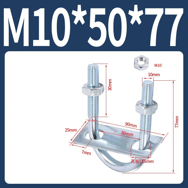 Round U-Bolts Sets Steel 16mm-219mm Inner Width M6 M8 M0 M12 with Nut, Plate