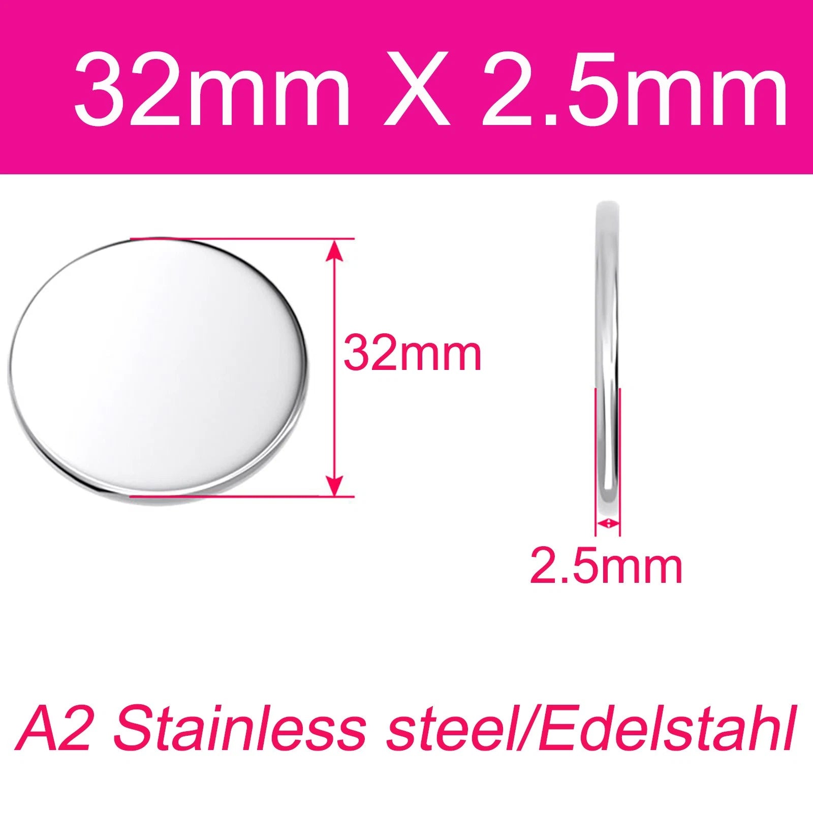 Round Plate A2 Stainless Steel Sheet Plate Thick 1/1.5/2/2.5/3/4/5mm Dia 6-80mm