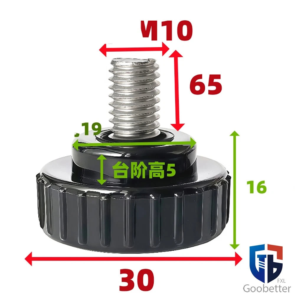 Knurled Thumb Screws with Round Plastic Handle — M3 M4 M5 M6 M8 M10 Clamping Knob Bolts