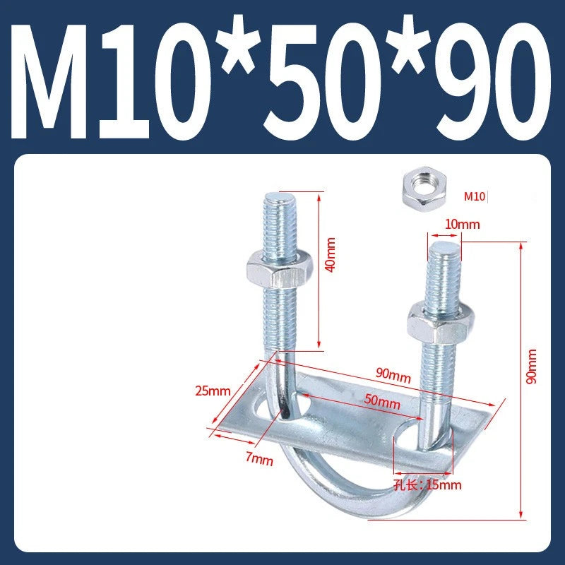 Round U-Bolts Sets Steel 16mm-219mm Inner Width M6 M8 M0 M12 with Nut, Plate