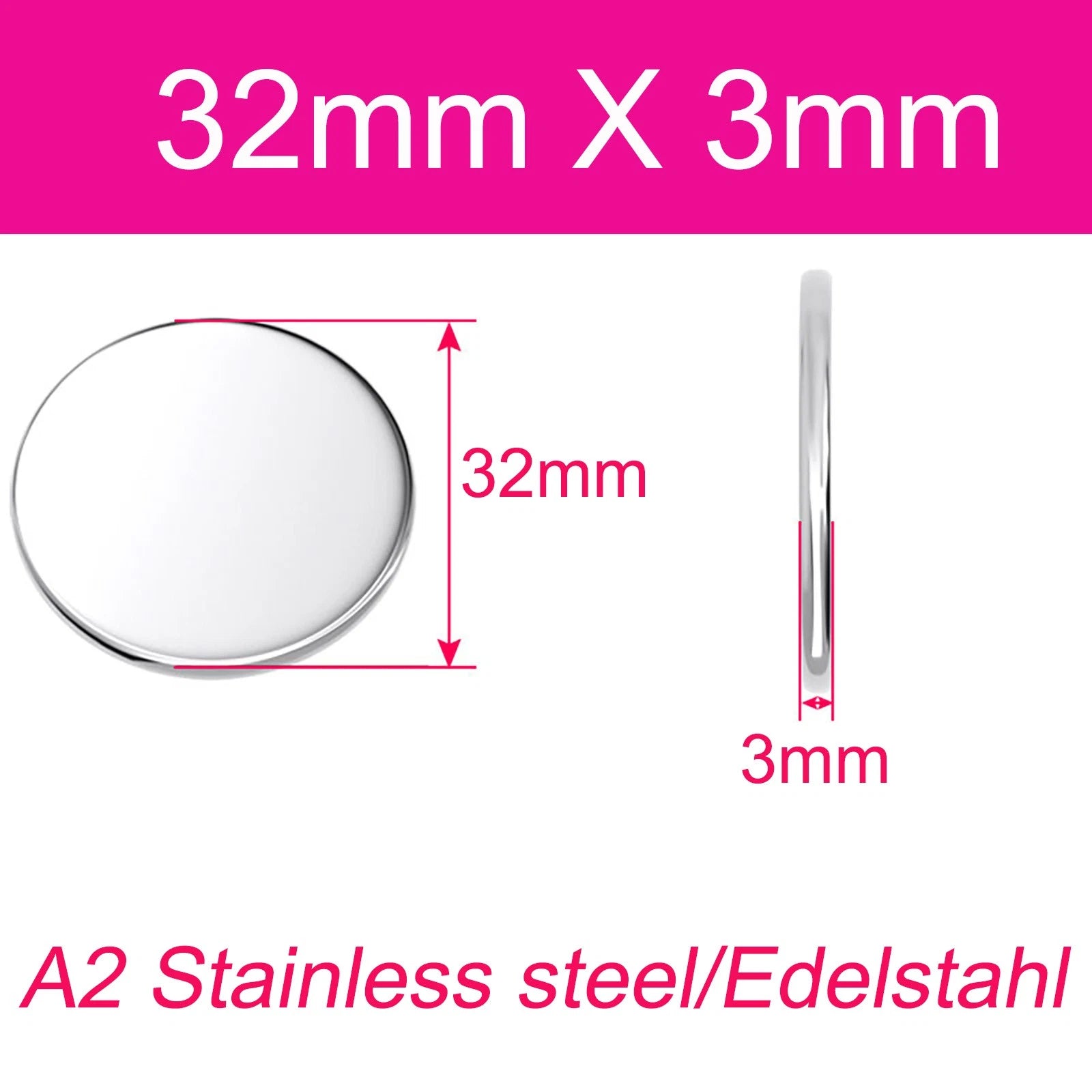 Round Plate A2 Stainless Steel Sheet Plate Thick 1/1.5/2/2.5/3/4/5mm Dia 6-80mm