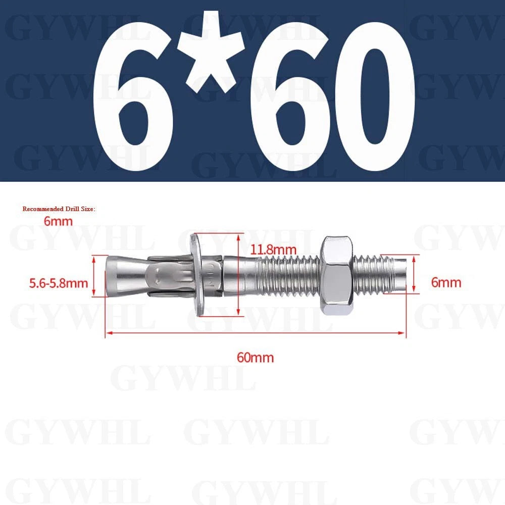 Hex Head Expansion Anchor Bolts — M6 to M20, Stainless Steel A2 & Zinc Plated, Extra Long