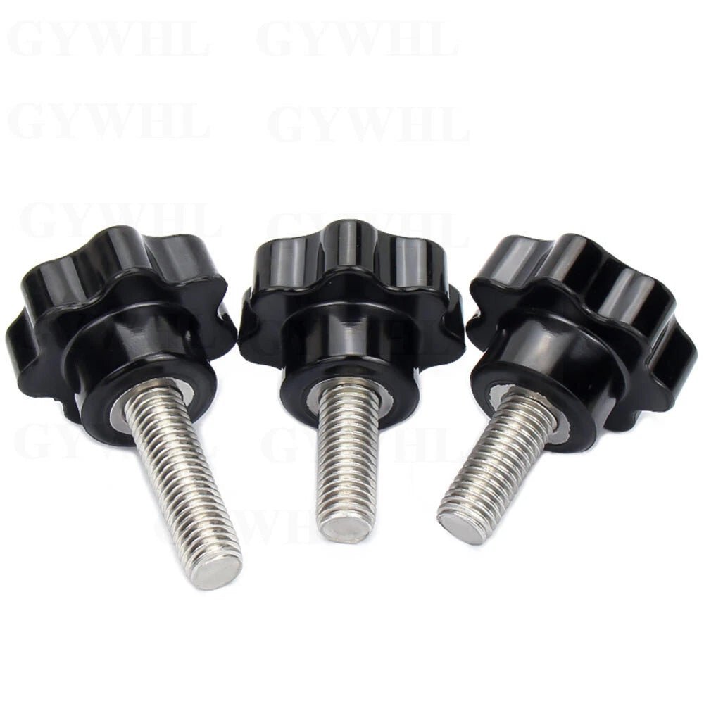 Stainless Thumb Screws Hand Knob Grip Bolts Black Plastic Hexalobular Star Head - HomeDIYer