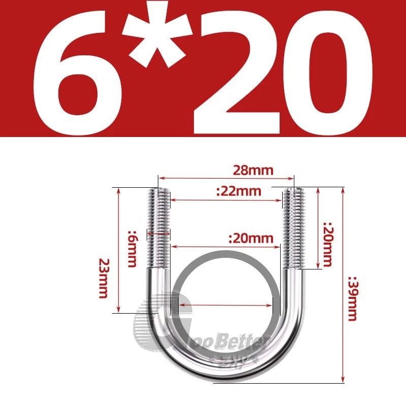 Square U - Bolts Stainless Steel — M6 to M24 | 304 A2 & 316 A4 Marine Grade - HomeDIYer