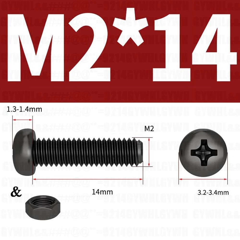 Black Pan Head Phillips Machine Screws + Hex Nuts Set – A2 Stainless Steel, M2 to M10