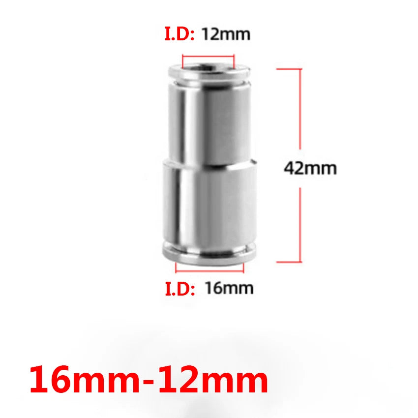 Stainless Steel Straight Reducing Push-to-Connect Fitting — Pneumatic Tube Adapter