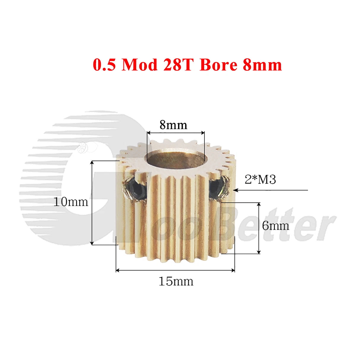 0.5 Mod Brass Pinion Spur Gear 28 Teeth Bore 4/5/6/6.35/7/8mm Transmission Gear