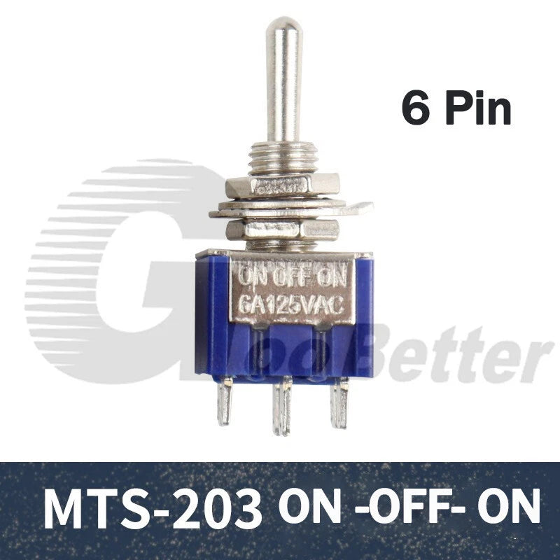 Mini Toggle Switch Latching SPDT/DPDT — MTS-102 MTS-103 MTS-202 MTS-203 | 2A 250VAC 5A 120VAC