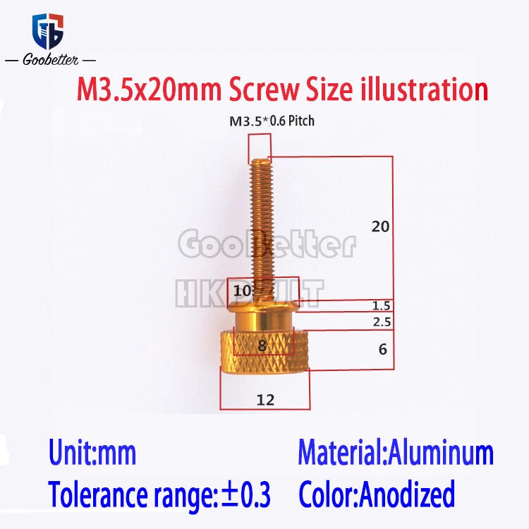 M3.5 x 7 10 12 16 20 mm Computer PC Case Aluminum Alloy Knurled Thumb Screws