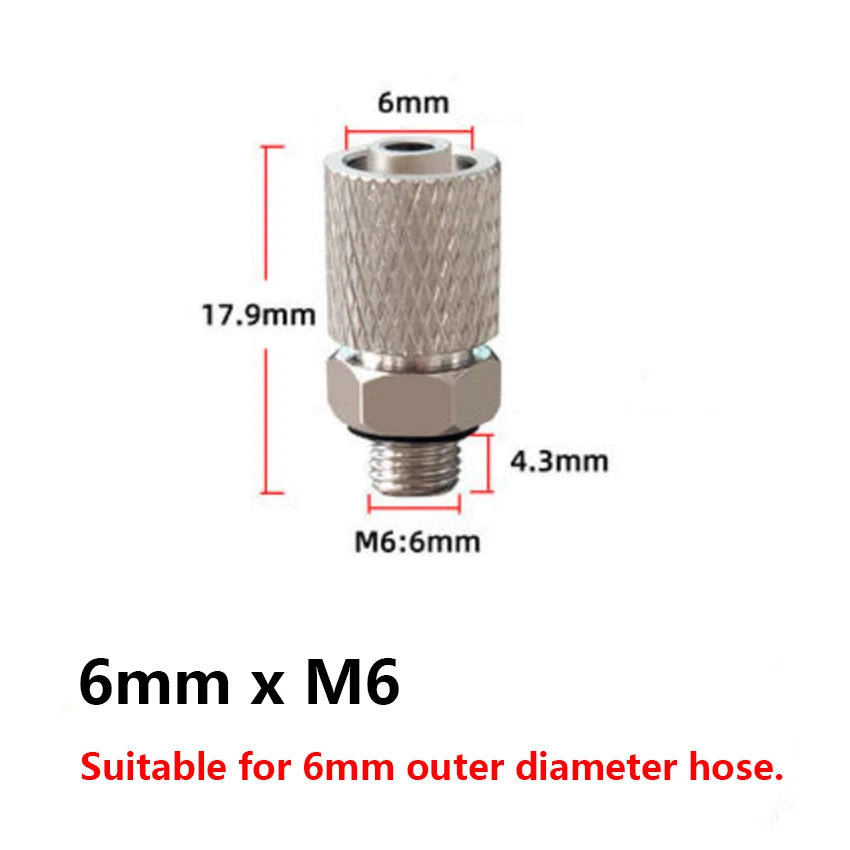 Pneumatic Straight Hose Fitting — Male Thread Push-In Connector (3mm–6mm OD)