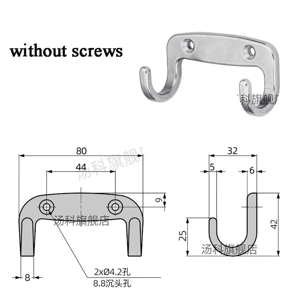 Stainless A2 Double Hook Coat Hooks Door Bathroom Bedroom Dress Clothes Hangers