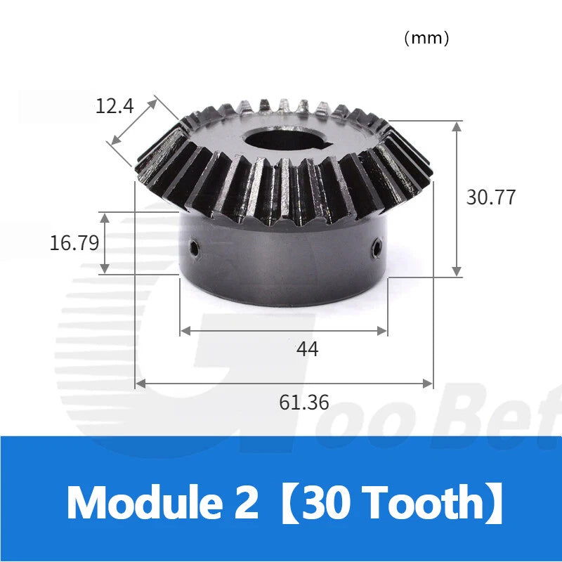 Bevel Gear C45 Steel Module 2 Miter Gear Ratio 1:1 20/25/30 Tooth Hardened Black