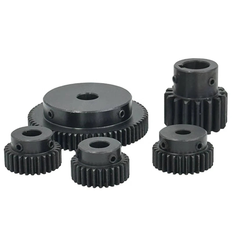 1 Module 45# Steel Spur Gear 15T-46T 1M Metal Pinion Gear 4-20mm Bore For Motor