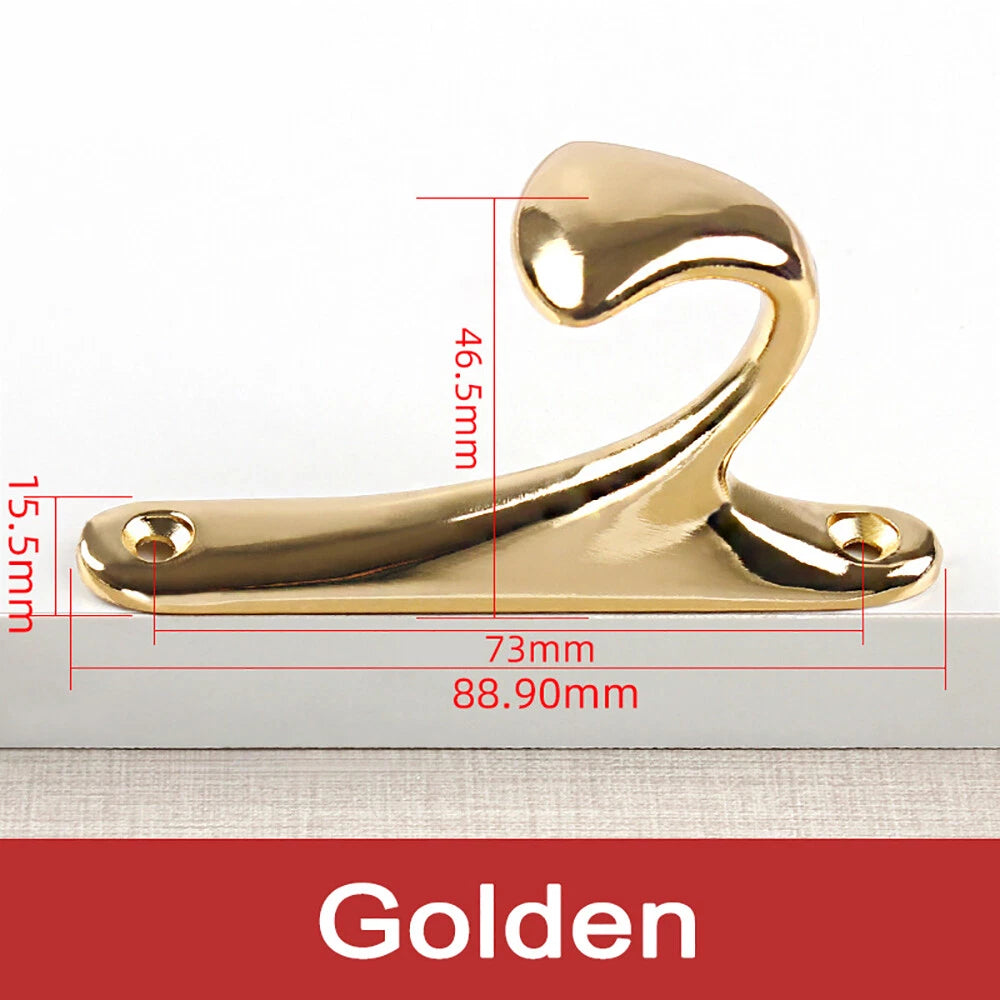Zinc Alloy Single Hook Clothes Coat Robe Bathroom Wall Hooks Hanger Black Golden