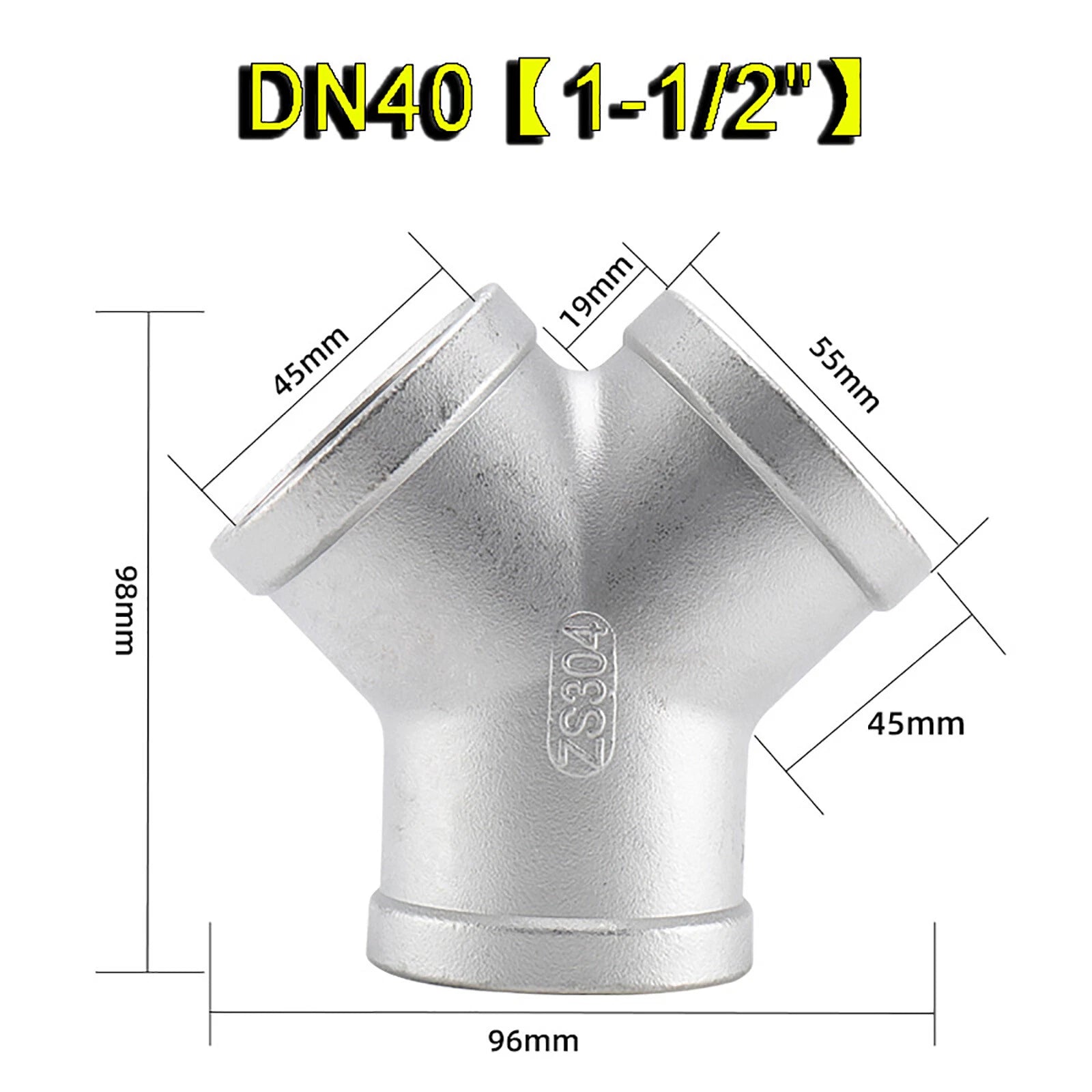 304 Stainless Steel Y-Piece Tee Pipe Fitting | BSP Thread | 1/4" to 2"
