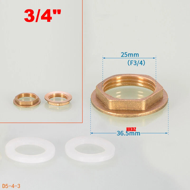 1 2" 3 4" 1" BSP Brass Hex Lock Nuts Flange Pipe Fittings Tank Thread Connection