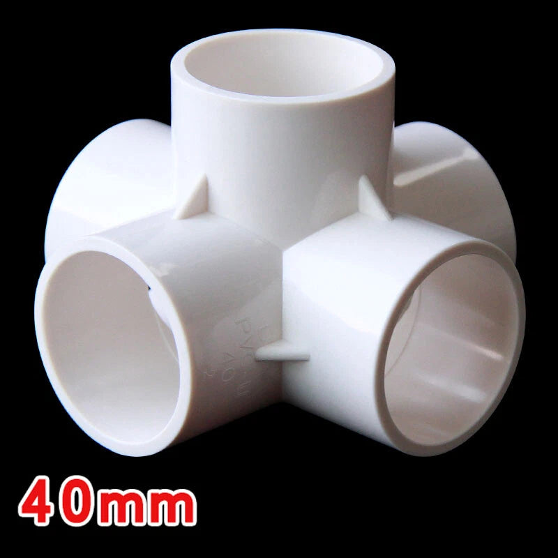 PVC 5-Way White Equal Connector Socket 20 25 32 40 50mm Pressure Pipe Fittings