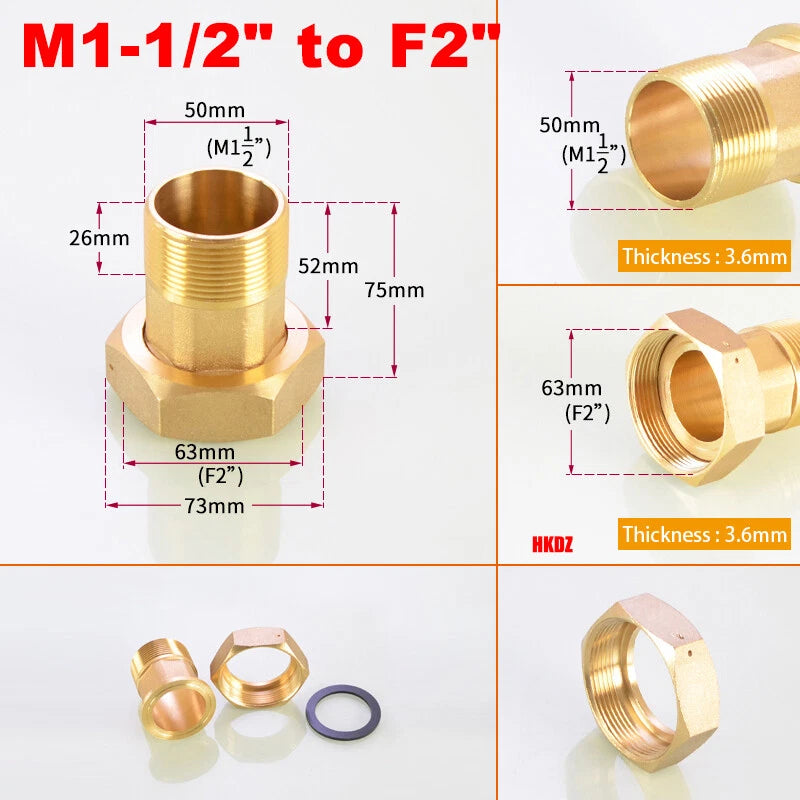 BSP Brass Pipe Fittings — Male to Female Thread Adapter for Water Meter & Pump