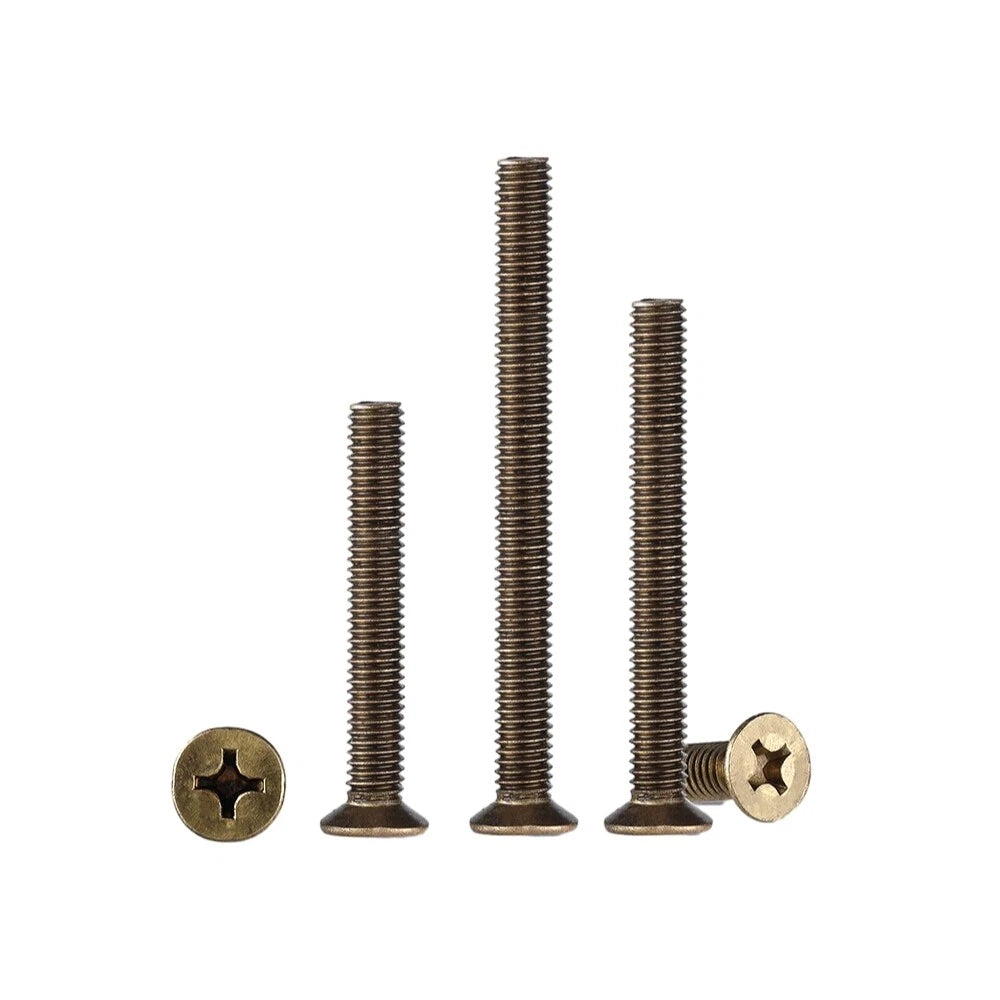 M2 M2.5 Brass Countersunk Phillips Machine Screws – Flat Head, 4mm to 12mm Lengths