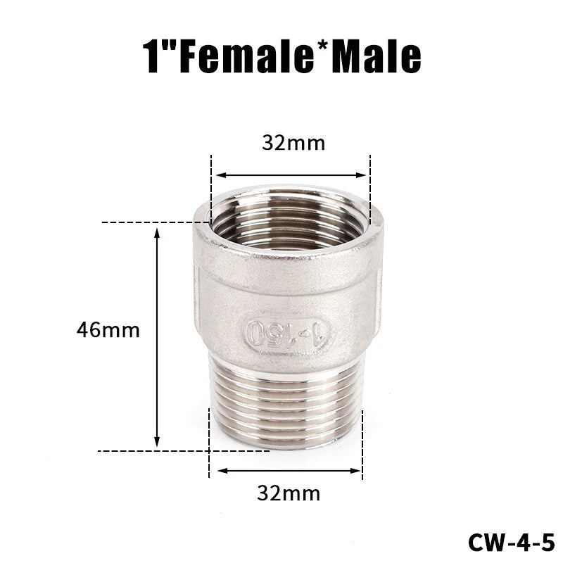 304 Stainless Steel BSP Male Female Straight Pipe Fitting 1/4" to 2"