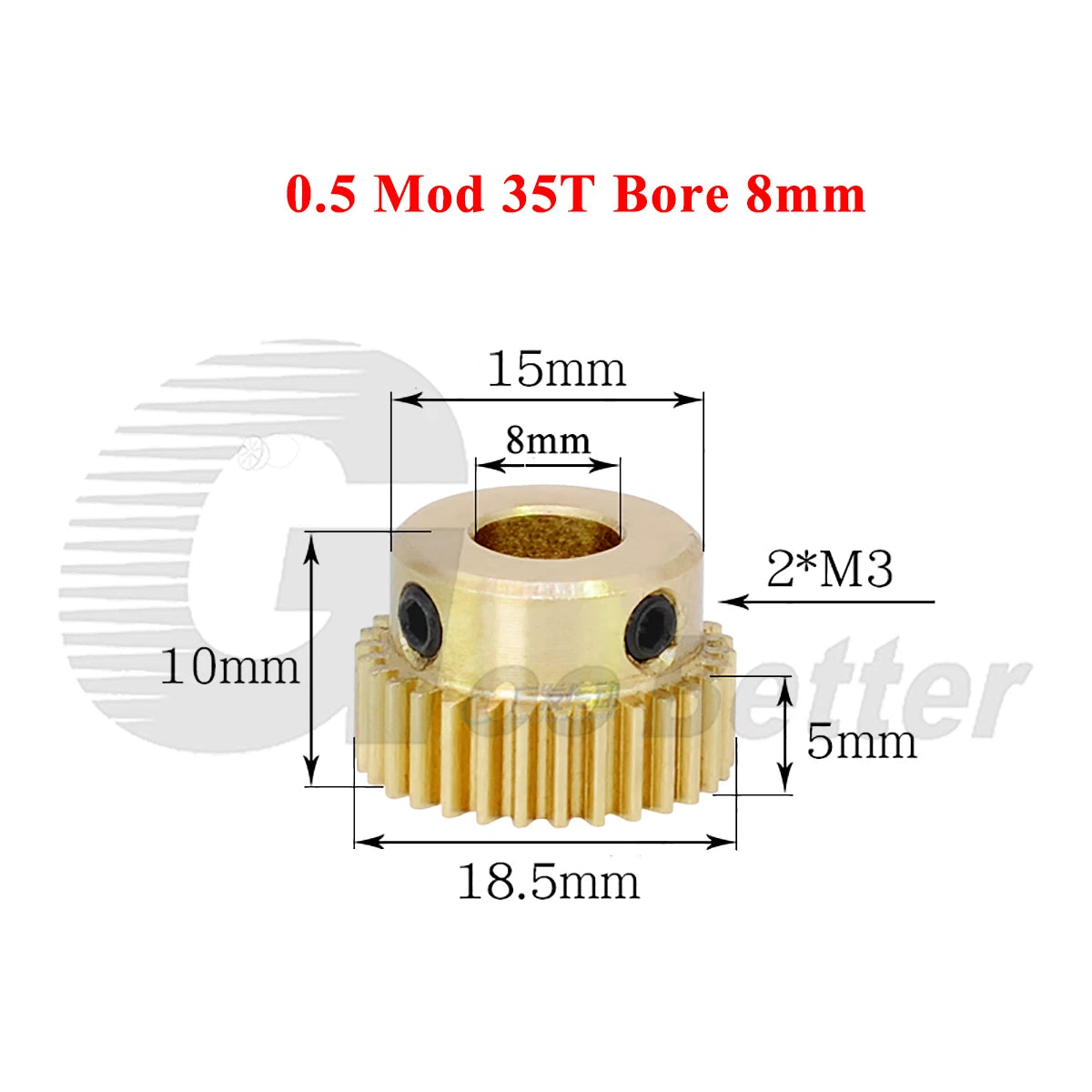 0.5 Mod Brass Spur Gear 35 Teeth Bore 4~12mm Motor Gear Transmission Pinion Gear