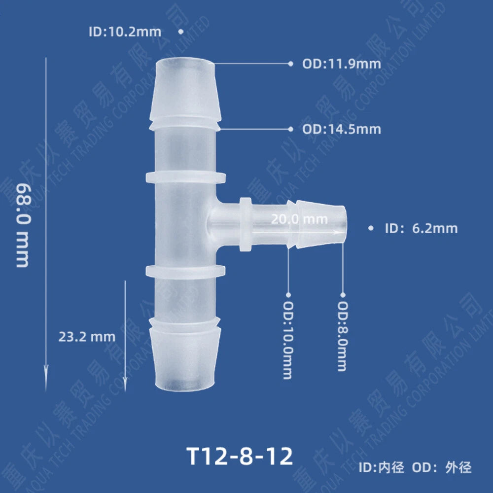 T-Type Barbed Hose Fitting — 3-Way Plastic Tee Connector for Tubing & Irrigation
