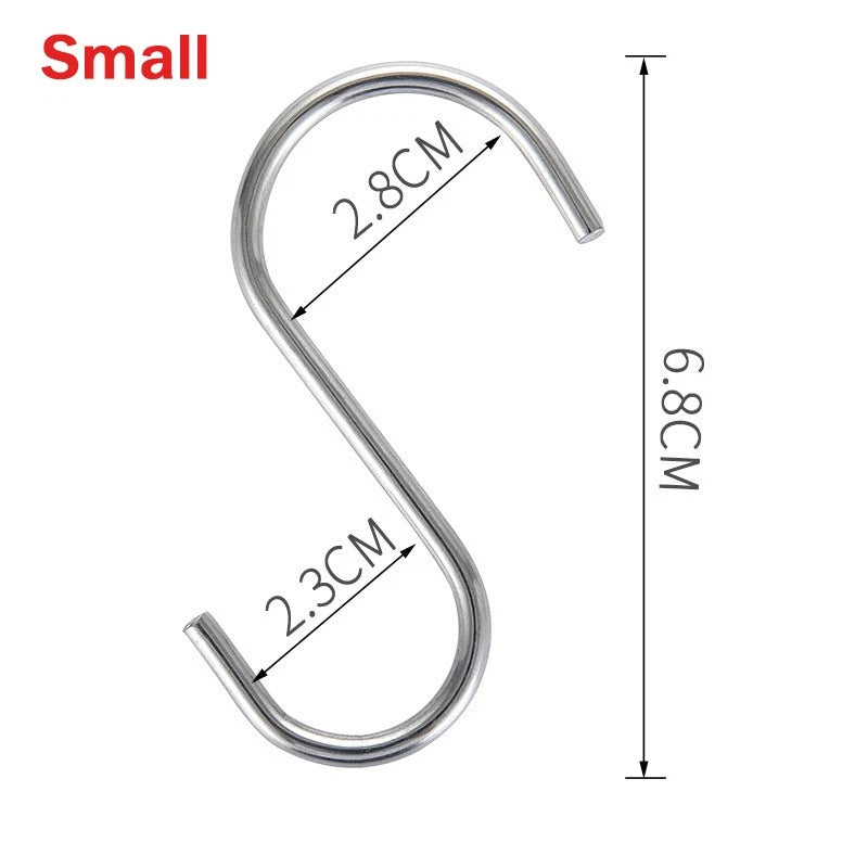 S-Hook Stainless Steel Metal S Shaped Hooks Clothes Hanger for Kitchen Bathroom