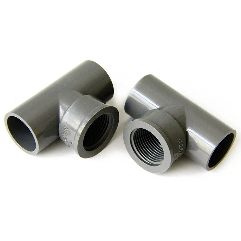 PVC Pipe Fittings Tee Socket 1 2" -2" BSP Threaded T Type Solvent Weld 3-Way