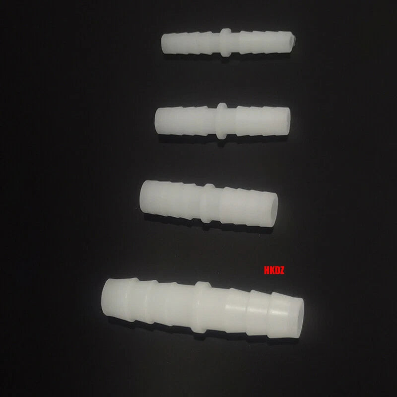 Clear Plastic Barbed Straight Hose Connectors — Pipe Joiner for Air, Fuel & Water Tubing