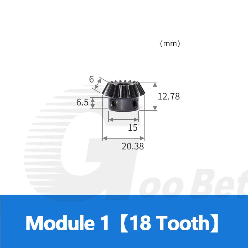 Mod 1 Bevel Gear C45 Steel 1:2 Ratio 15 18 20 30 36 40 Tooth 90° Hardened Black