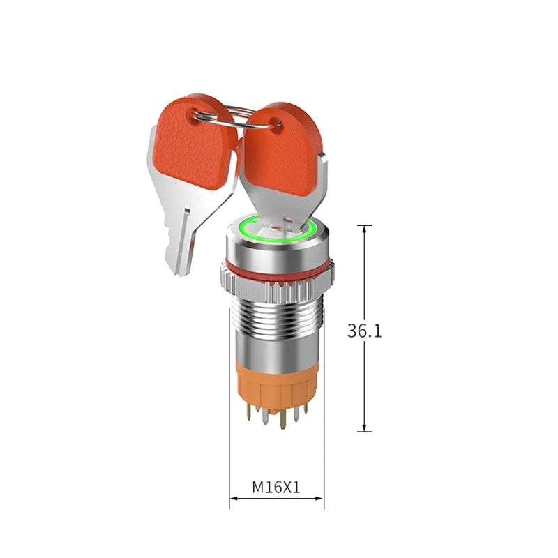 16mm 19mm LED Illuminated Toggle Switch ON/OFF 2-Position Waterproof 7A 250VAC