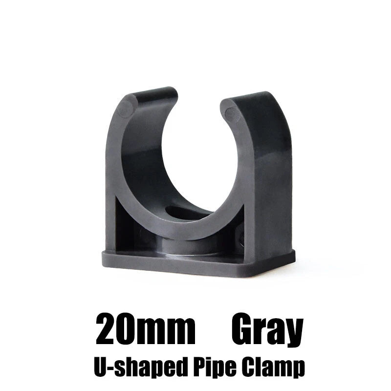 PVC U-Type Pipe Clamp Tube Holder 20 25 32 40 50mm Pipe Fittings White Grey