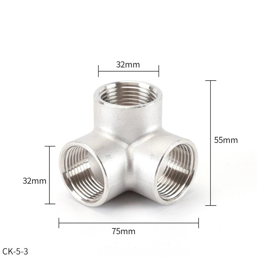 BSP Female 3-Way Tee Pipe Fitting – Stainless Steel 90° Corner Elbow