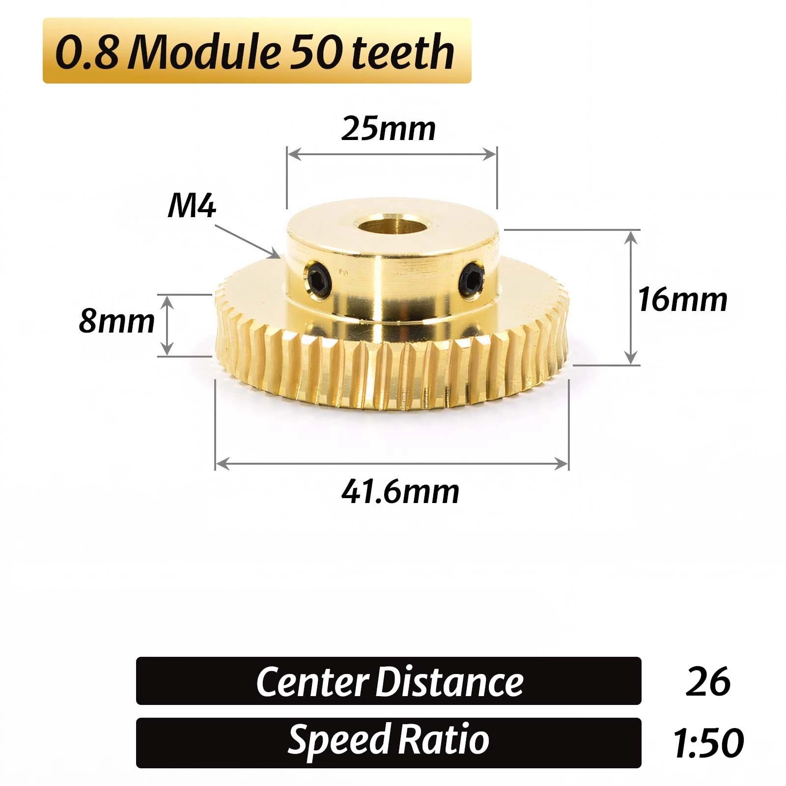 0.8 Module 1:20-60 Reduction Ratio Gear Copper Worm Wheel Gear & Worm Gear Shaft