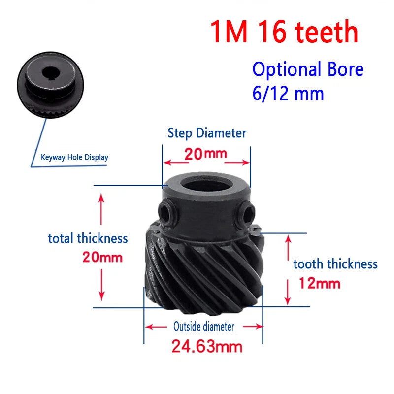 45# Steel Helical Gear 1 Mod 12-25 Teeth Blackened Pinion Transmission Gears