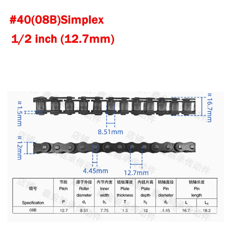 Simplex/Duplex Roller Chain 04C, 06B, 08B, 10A,12A Industrial Transmission Chain