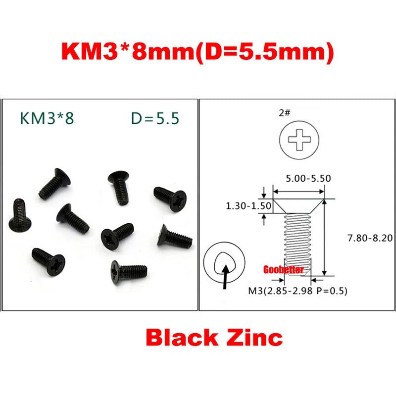 KM3/KM4 Phillips Flat Head Triangle Tooth Screws | Carbon Steel, Zinc or Nickel Coated - HomeDIYer