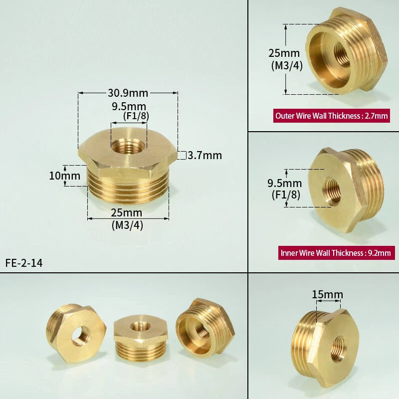1 8" 1 4" 3 4" 1 2" 1" BSP Brass Reducing Coupler Hex Bush Connector Fittings