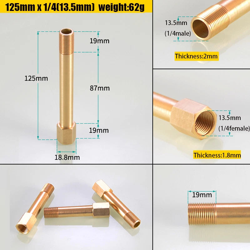 Brass BSP Extension Pipe Nipple Adaptor — Male to Female 1/8" 1/4" 3/8", 50–150mm